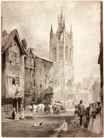 كاتدرائية سانت نيكولاس (حبر (أسود) على ورق) بواسطة توماس مايلز ريتشاردسون